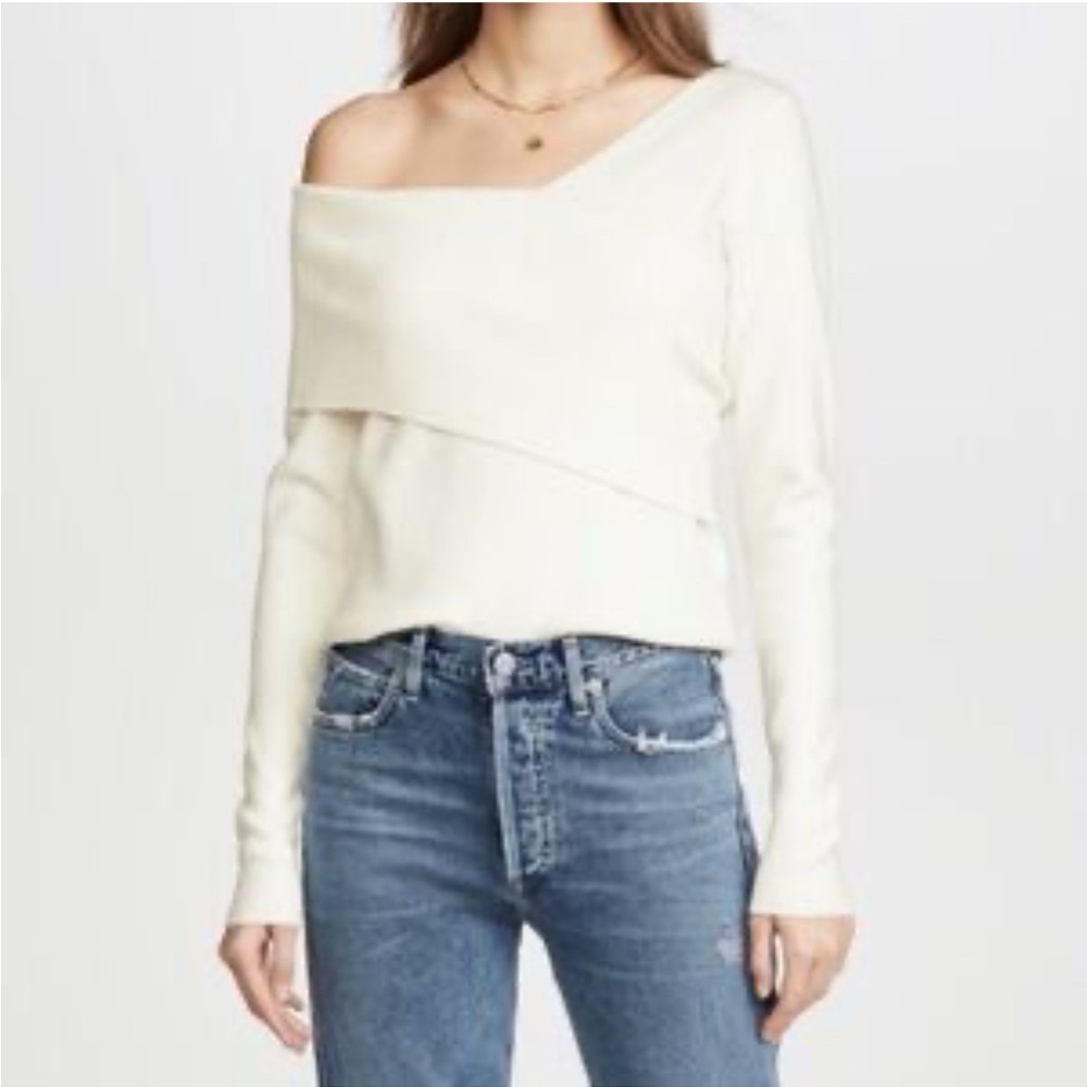 Line & Dot Off-the-Shoulder Sweater in ivory Sylvie S